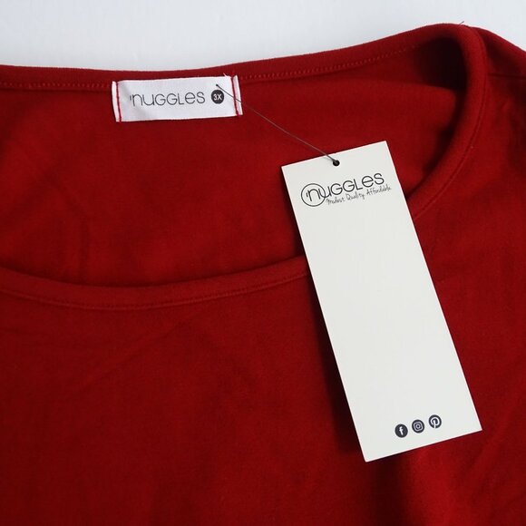 Nuggles Burgundy Red Green Striped Knit Top Women Plus Size 3X Long Sleeve NEW - Picture 4 of 9